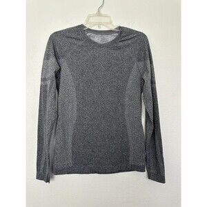 FIGS Salta Seamless Underscrub Top Long Sleeve Gray Crewneck Women's Size Medium
